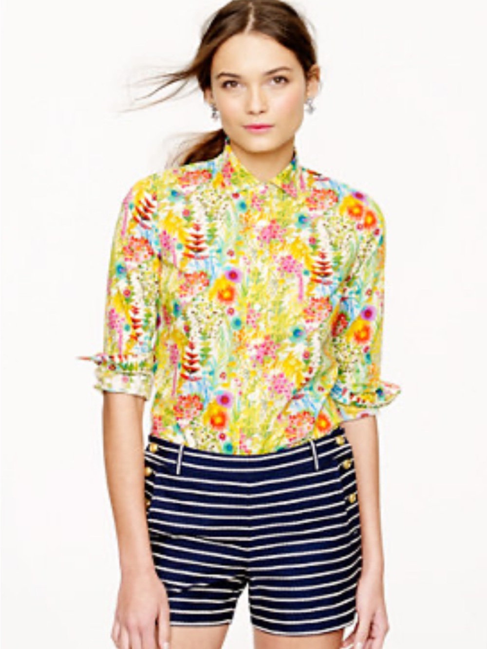 Liberty Art Fabrics J.Crew Tresco Floral Shirt 8 Botanical Button Front